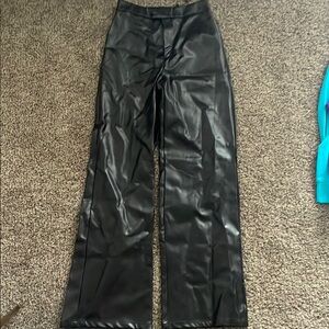 PrettyLittleThings Tall Wide Leg Leather Pants